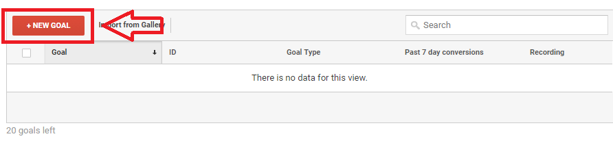 google analytics new goal