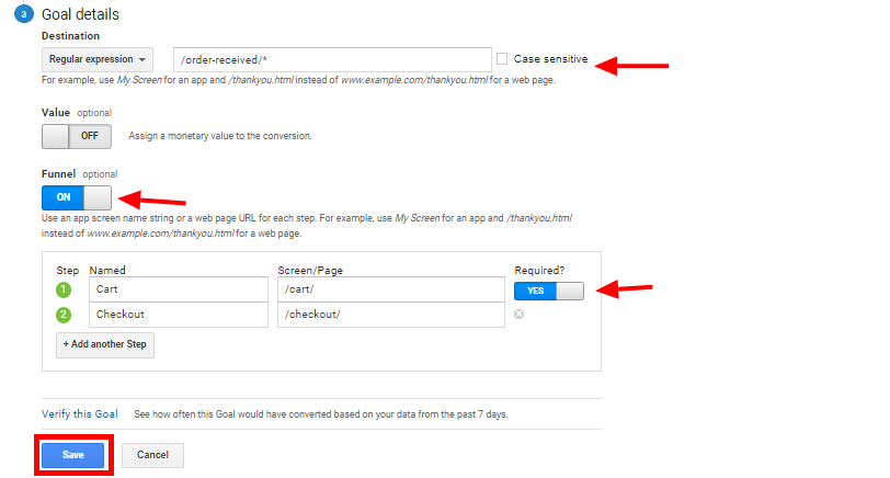 adding goal details in GA4