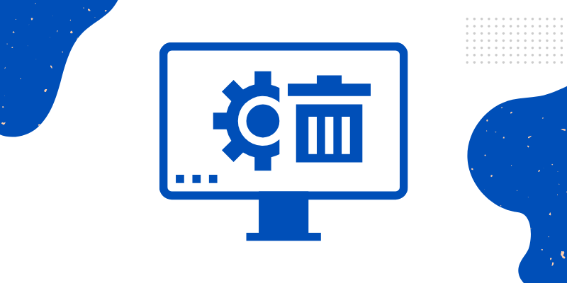 Desktop with trash and setting symbols on display.