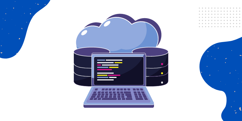 A sticker of laptop, databases, and cloud combined.