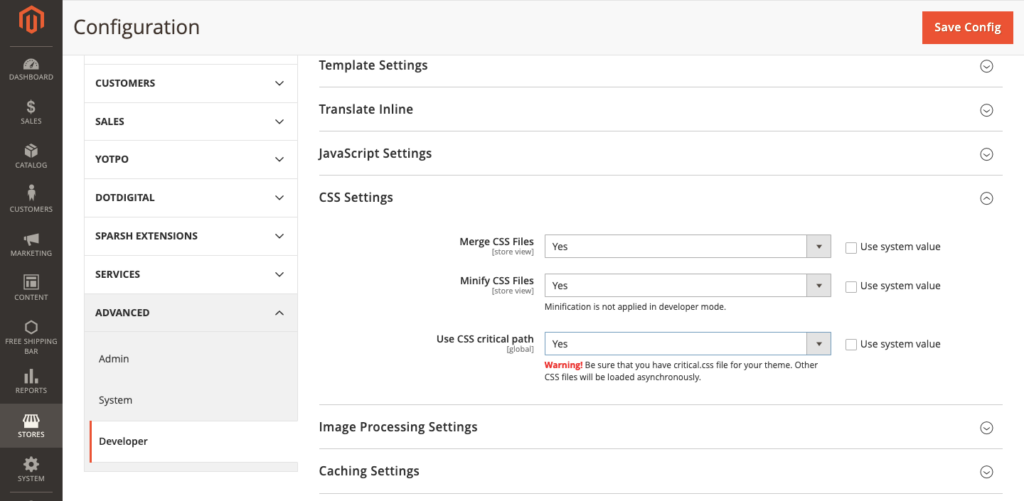 Site speed - CSS settings