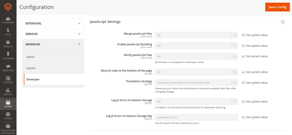 Disable Javascript bundling