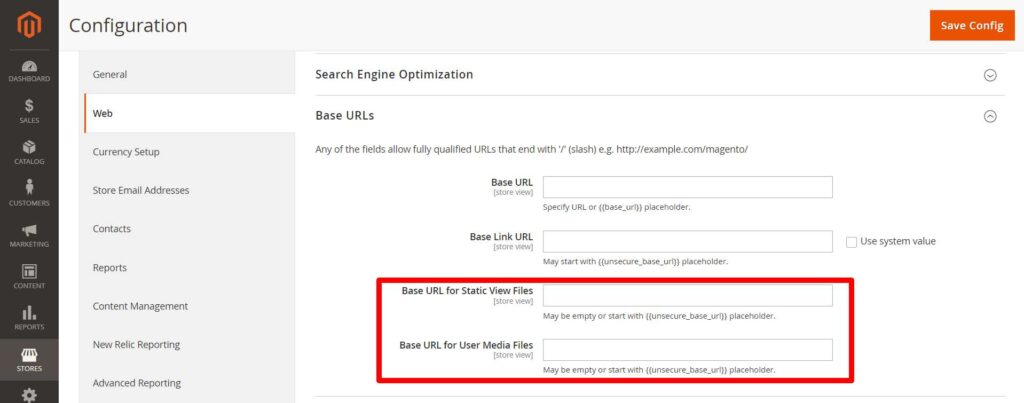 Base URL configuration