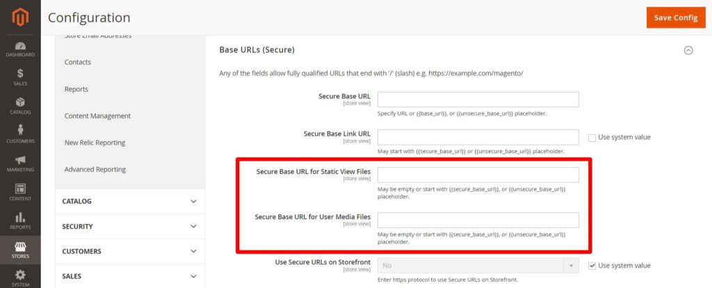 Base URLs (Secure) Configuration